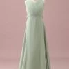 Salie Halter Chiffon A-Line Junior Bruidsmeisje Jurk -Jurken Korting Winkel PPHGHT136Sage 1