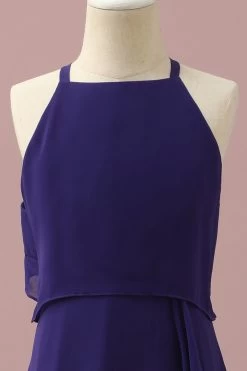 Paars Halter Chiffon Junior Bruidsmeisje Jurk Met Trapsgewijze Ruches -Jurken Korting Winkel PPHGHT137PurpleBlue 4