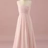 Lichtroze Spaghetti Bandjes Chiffon Junior Bruidsmeisje Jurk