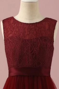 Bordeaux Kant En Tule Junior Bruidsmeisjesjurk -Jurken Korting Winkel PPHGHT149Burgundy 4