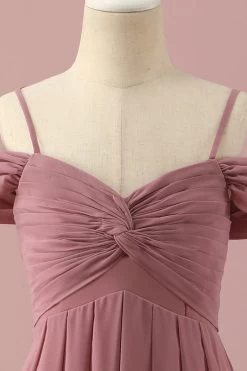 Blush Spaghetti Bandjes Chiffon Junior Bruidsmeisje Jurk -Jurken Korting Winkel PPHGHT151Blush 4