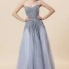Sparkly Grey Beaded Tulle Sweetheart Lange Galajurk -Jurken Korting Winkel SQ0608Grey 1 firstt