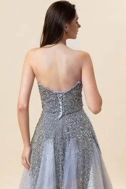 Sparkly Grey Beaded Tulle Sweetheart Lange Galajurk -Jurken Korting Winkel SQ0608Grey 5 5f8899dc b6cf 4ca8 8c55 ecb123edf5ec