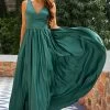 Lange Groene Bruidsmeisjes Jurk Met Diepe V-hals -Jurken Korting Winkel WBYY13 9 first