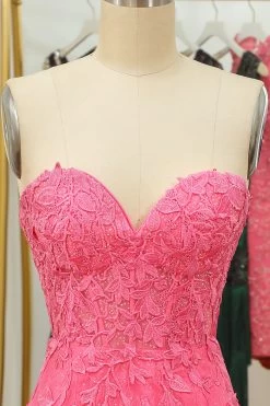 Strakke Roze Korte Thuiskomst Jurk Met Appliques -Jurken Korting Winkel WH2243Pink 4