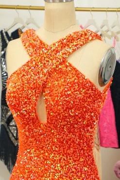 Glitter Rood Halter Rugloze Pailletten Strakke Homecoming Jurk -Jurken Korting Winkel WH2346 20Orange EF BC 884 EF BC 89