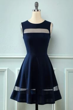 Marine Vintage Jaren 1950 Swing Jurk