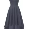 Hoge Lage Grijze Vintage Jurk Met Kant 2 Hoge Lage Grijze Vintage Jurk Met Kant -Jurken Korting Winkel YK001Grey 1 first