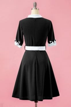 Groene Patchwork Swing Feestjurk Met V-hals 21 Groene Patchwork Swing Feestjurk Met V-hals -Jurken Korting Winkel YYCGHX051111Black 2