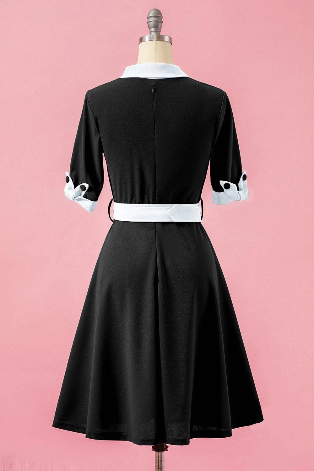 Groene Patchwork Swing Feestjurk Met V-hals 10 Groene Patchwork Swing Feestjurk Met V-hals - Afbeelding 8