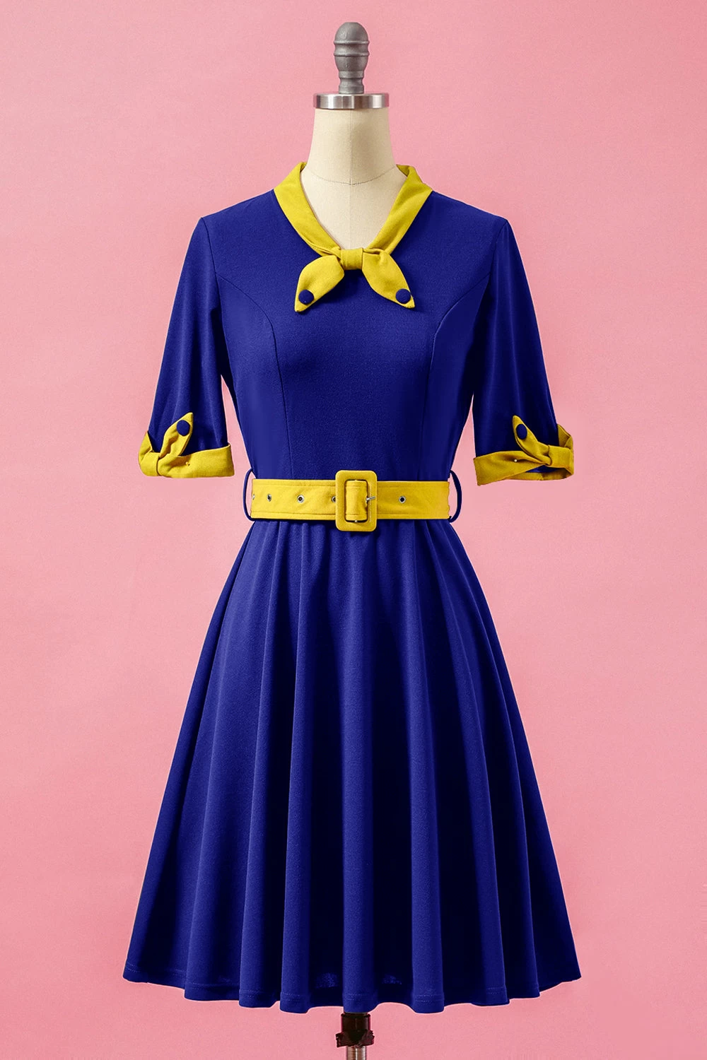 Groene Patchwork Swing Feestjurk Met V-hals 13 Groene Patchwork Swing Feestjurk Met V-hals - Afbeelding 11