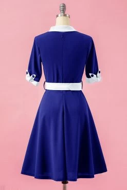 Groene Patchwork Swing Feestjurk Met V-hals 23 Groene Patchwork Swing Feestjurk Met V-hals -Jurken Korting Winkel YYCGHX051111RoyalBlue 2