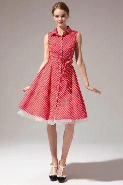 Mouwloze Polka Dot Jaren 1950 Jurk