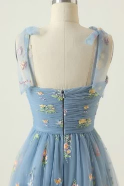 Grijs Blauw Lange Galajurk Met Borduurwerk -Jurken Korting Winkel YYLH20419 Grey Blue 9