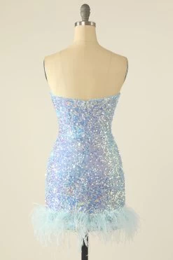 Roze Pailletten Homecoming Jurk Met Veren -Jurken Korting Winkel YYLH20618 Sky Blue 5