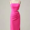 Spaghetti Bandjes Cut Out Hot Pink Bruidsmeisje Jurk Met Ruches -Jurken Korting Winkel YYLH30886 Hot Pink 1