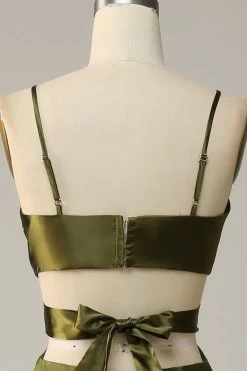 Spaghetti Bandjes Uitgesneden Olijf Lange Bruidsmeisje Jurk Met Split -Jurken Korting Winkel YYLH30892 20Olive 20 4