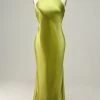 Halter Open Back Lemon Green Lange Bruidsmeisje Jurk -Jurken Korting Winkel YYLH30904 Lemon Green 1