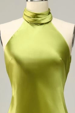 Halter Open Back Lemon Green Lange Bruidsmeisje Jurk -Jurken Korting Winkel YYLH30904 Lemon Green 6