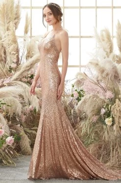 Roze Halter Pailletten Galajurk 10 Roze Halter Pailletten Galajurk -Jurken Korting Winkel YYLIUHUI012 5