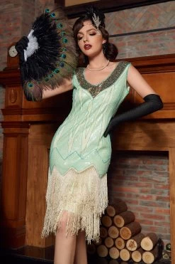Pailletten Groene Korte Jaren 1920 Party Dress -Jurken Korting Winkel YYZL219Green 5 f846396c 3306 4512 affb e1e22b8593c4
