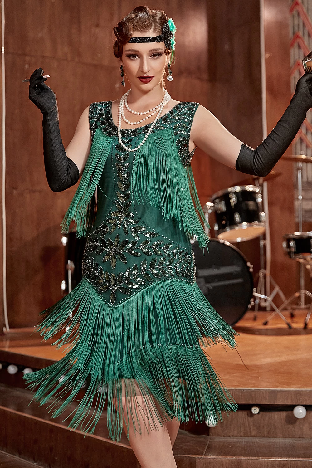 Grote Maat Champagne Gatsby 1920s Flapper Jurk Met Pailletten En Franjes 9 Grote Maat Champagne Gatsby 1920s Flapper Jurk Met Pailletten En Franjes - Afbeelding 7