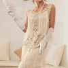 Grote Maat Champagne Gatsby 1920s Flapper Jurk Met Pailletten En Franjes
