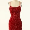 Rode Pailletten Strakke Korte Homecoming Jurk -Jurken Korting Winkel YYZL248 Red 1 first