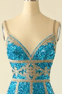 Lake Blue Sequin Korte Homecoming Jurk Met Franjes -Jurken Korting Winkel YYZL267 Lake Blue 4