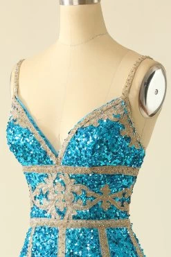 Lake Blue Sequin Korte Homecoming Jurk Met Franjes -Jurken Korting Winkel YYZL267 Lake Blue 5