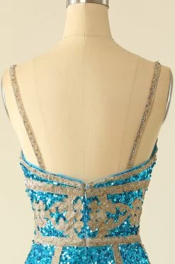 Lake Blue Sequin Korte Homecoming Jurk Met Franjes -Jurken Korting Winkel YYZL267 Lake Blue 6
