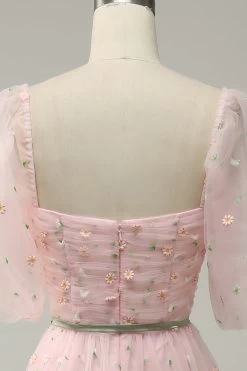 A Line Sweetheart Blush Long Prom Jurk Met Borduurwerk -Jurken Korting Winkel YYZL391Blush 6