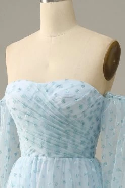 Hemelsblauwe Off The Shoulder Galajurk -Jurken Korting Winkel YYZL392 SKy Blue 5