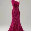 One Shoulder Pailletten Zeemeermin Galajurk 2 One Shoulder Pailletten Zeemeermin Galajurk -Jurken Korting Winkel YYZL405 20Fuchsia 1 first