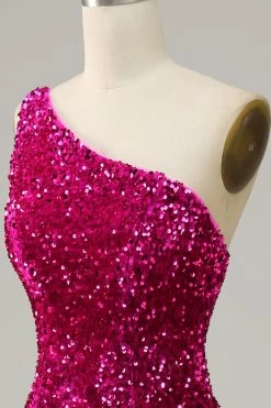 One Shoulder Pailletten Zeemeermin Galajurk -Jurken Korting Winkel YYZL405 20Fuchsia 5
