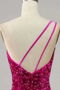 One Shoulder Pailletten Zeemeermin Galajurk -Jurken Korting Winkel YYZL405 20Fuchsia 6