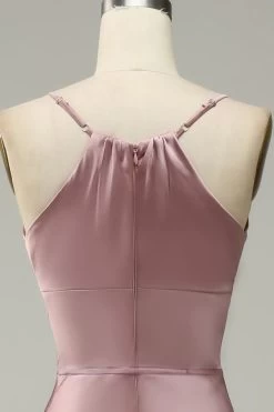 Spaghetti Straps Satijn Bruiloft Gast Jurk -Jurken Korting Winkel YYZL475 Grey Pink 6