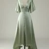 A Lijn Diepe V-hals Lichtgroene Bruidsmeisjesjurk Met Halve Mouwen -Jurken Korting Winkel YYZL498 Light Green 1 first