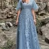 A Lijn V Hals Grijs Blauw Plus Size Galajurk Met Appliques -Jurken Korting Winkel YYZL505GreyBlue 1 first 89764556 08ba 441f a26e a1be036e1bd9