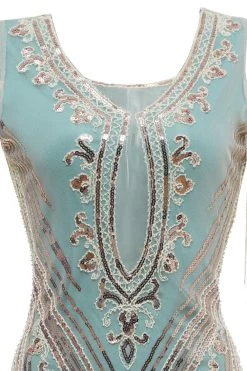 Groene Schede Off The Shoulder Pailletten Jaren 1920 Jurk Met Kwastjes -Jurken Korting Winkel YYZL523 20Green 4