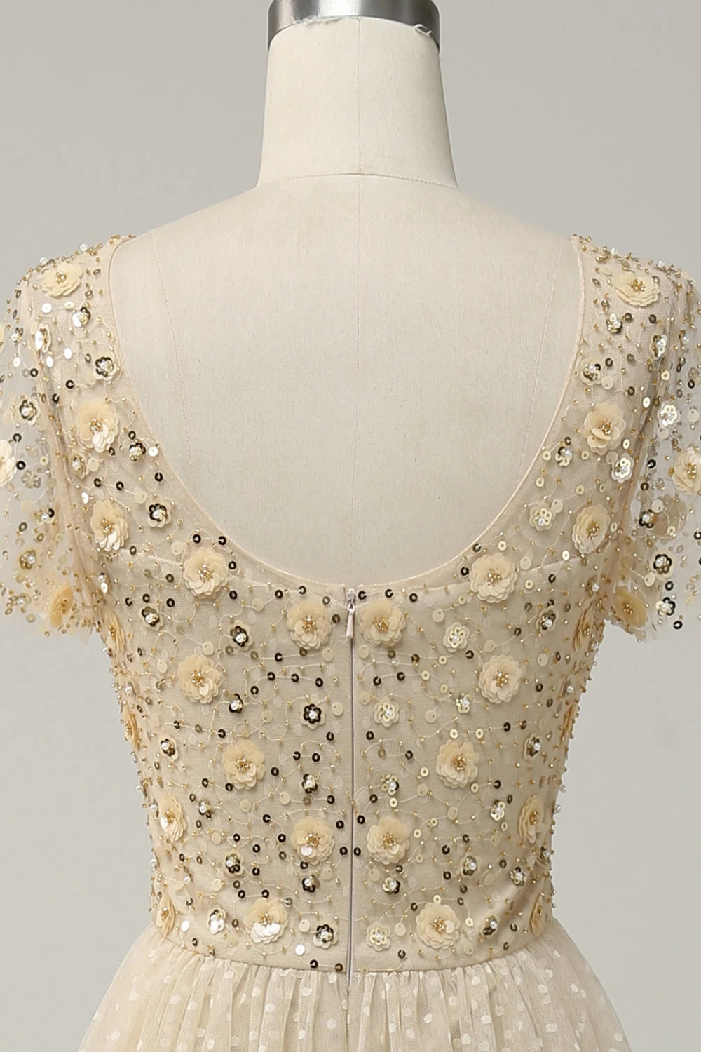 Abrikoos Tule A Lijn Pailletten Galajurk Met Appliques 8 Abrikoos Tule A Lijn Pailletten Galajurk Met Appliques - Afbeelding 6