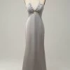 Zeemeermin Spaghetti Bandjes Grijze Lange Bruidsmeisje Jurk Met Open Rug -Jurken Korting Winkel YYZL568 20Grey 1 first