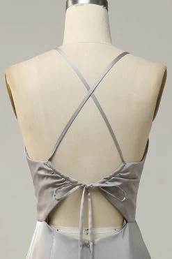 Zeemeermin Spaghetti Bandjes Grijze Lange Bruidsmeisje Jurk Met Open Rug -Jurken Korting Winkel YYZL568 20Grey 6