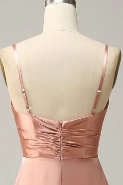 Blush Spaghetti Bandjes A Lijn Bruidsmeisje Jurk Met Split -Jurken Korting Winkel YYZL572 20Blush 6