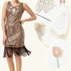 Gouden Pailletten Franjes 1920s Flapper Jurk Met 20s Accessoires Set 2 Gouden Pailletten Franjes 1920s Flapper Jurk Met 20s Accessoires Set -Jurken Korting Winkel YYZLHB230015 1 first