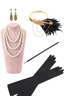 Roze Cap Mouwen Pailletten Fringes 1920s Gatsby Flapper Jurk Met 20s Accessoires Set -Jurken Korting Winkel YYZLHB230023 6