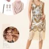 Gouden En Zilveren Pailletten Franjes 1920s Gatsby Flapper Jurk Met 20s Accessoires Set 1 Gouden En Zilveren Pailletten Franjes 1920s Gatsby Flapper Jurk Met 20s Accessoires Set -Jurken Korting Winkel YYZLHB230030