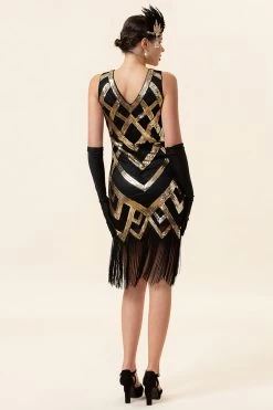 Gouden Mouwloze Franjes Flapper Jurk Met 1920s Accessoires Set -Jurken Korting Winkel YYZLHB230052 6 1 20 3