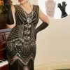 Zwarte Gouden Pailletten Plus Size 1920s Gatsby Jurk Met 20s Acessories Set -Jurken Korting Winkel YYZLHB230089 1 first