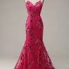 Hot Pink Pailletten Print Zeemeermin Prom Jurk -Jurken Korting Winkel YYZL 512 Fuchsia 1 first